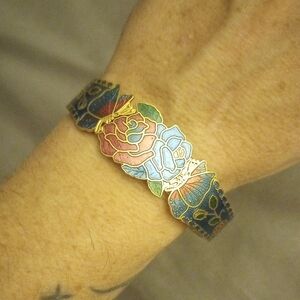 Cloisonne Butterflies And Flowers , EUC